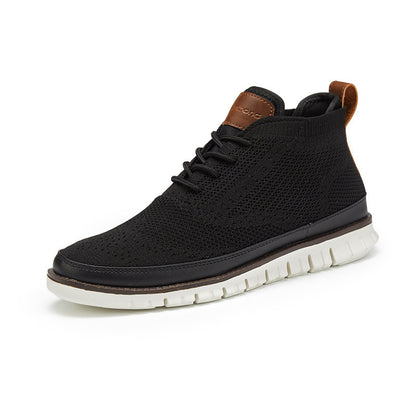 High-top Men's Flying Woven All-match Mesh Casual Shoes