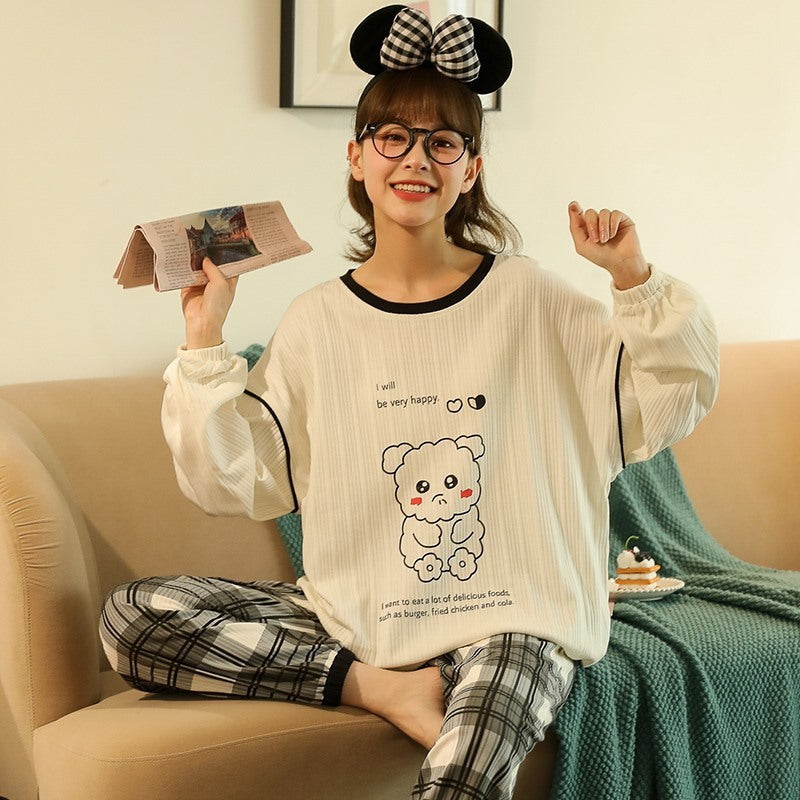 Autumn And Winter Suit Cotton Pajamas Long-sleeved Trousers