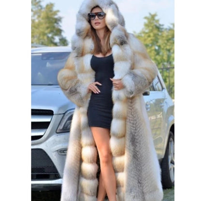 Mid-length Coat With Hooded European And American Faux Fur