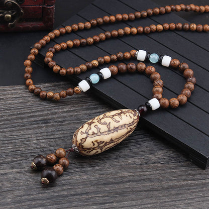 Men's And Women's Ethnic Necklaces Retro Wooden Beads