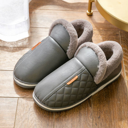 Warm Home Thick-soled Autumn And Winter Leather Cotton Shoes