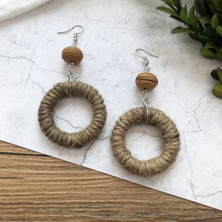 Vintage Forest Grass And Rattan Woven Handmade Earrings