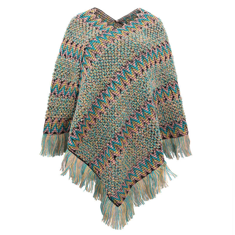 European And American Style Shawl Cloak Sweater Striped Room