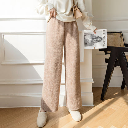 Mink Fleece Wide-leg Pants Thickened Casual Drape Knit