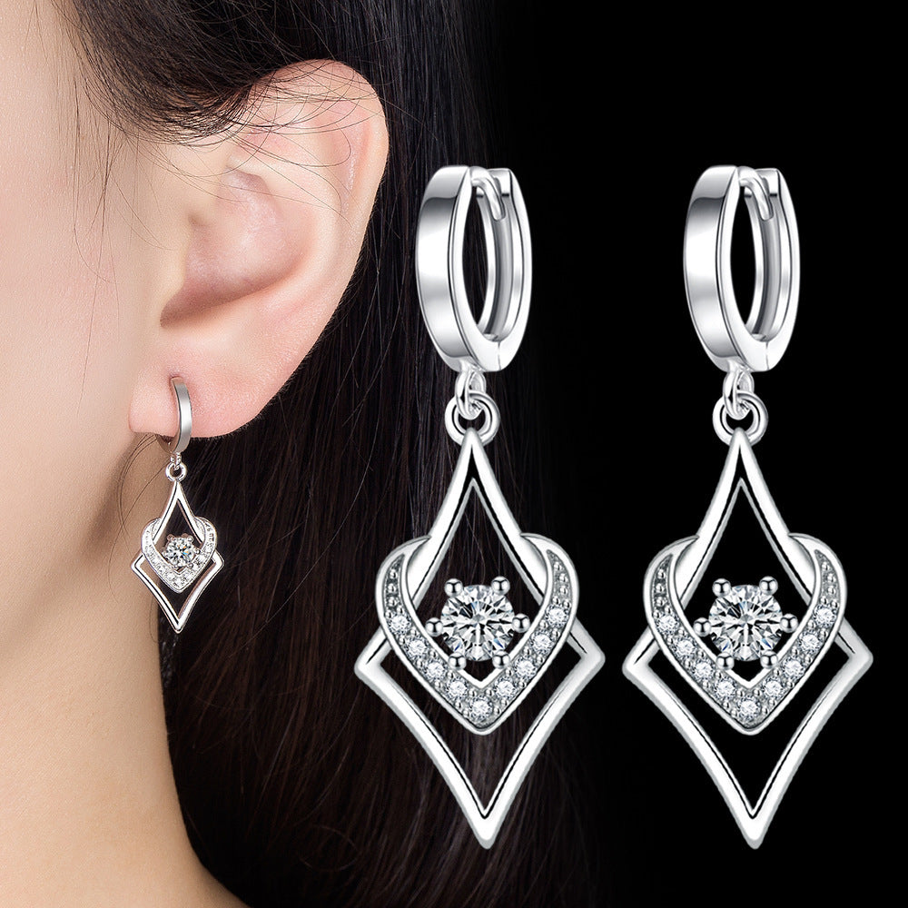 Inlaid Silver Female Drop-shaped Earrings Jewelry