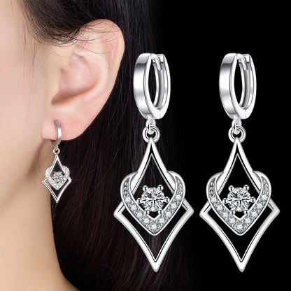 Inlaid Silver Female Drop-shaped Earrings Jewelry