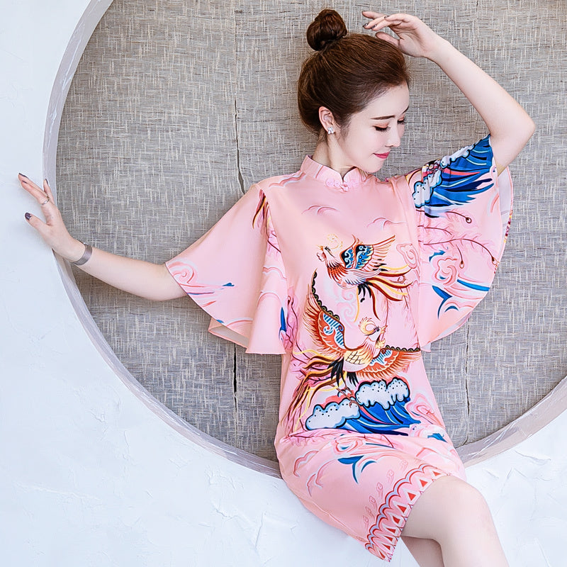 Mid-length Fashion Printed Chiffon Dress