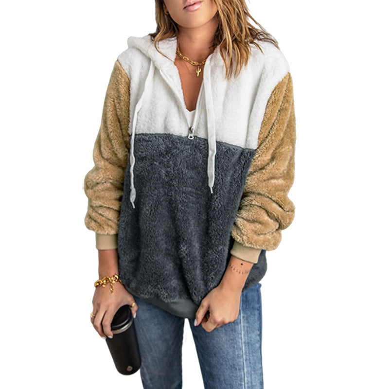 Women's Long-sleeved Thickened Hooded Sweater With Pockets