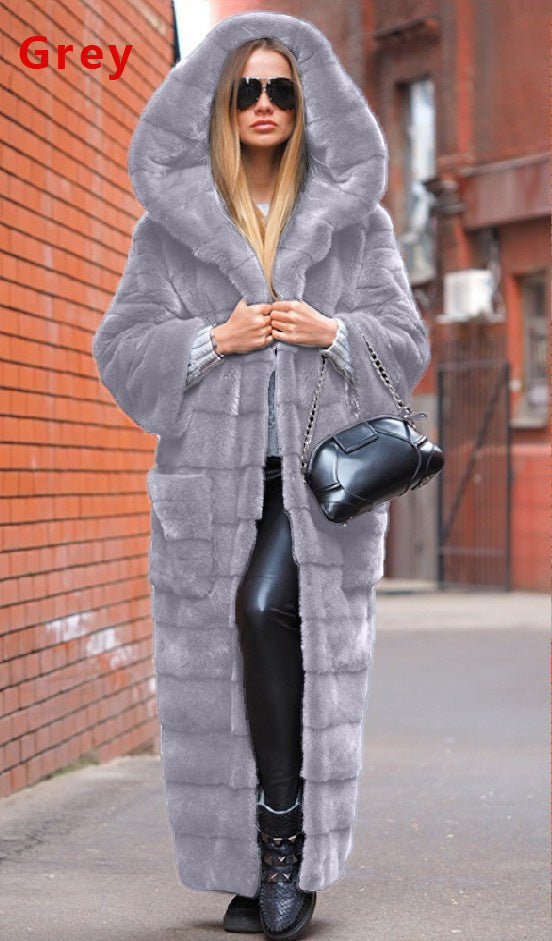 Thickened Faux Fur Hooded Cotton Jacket