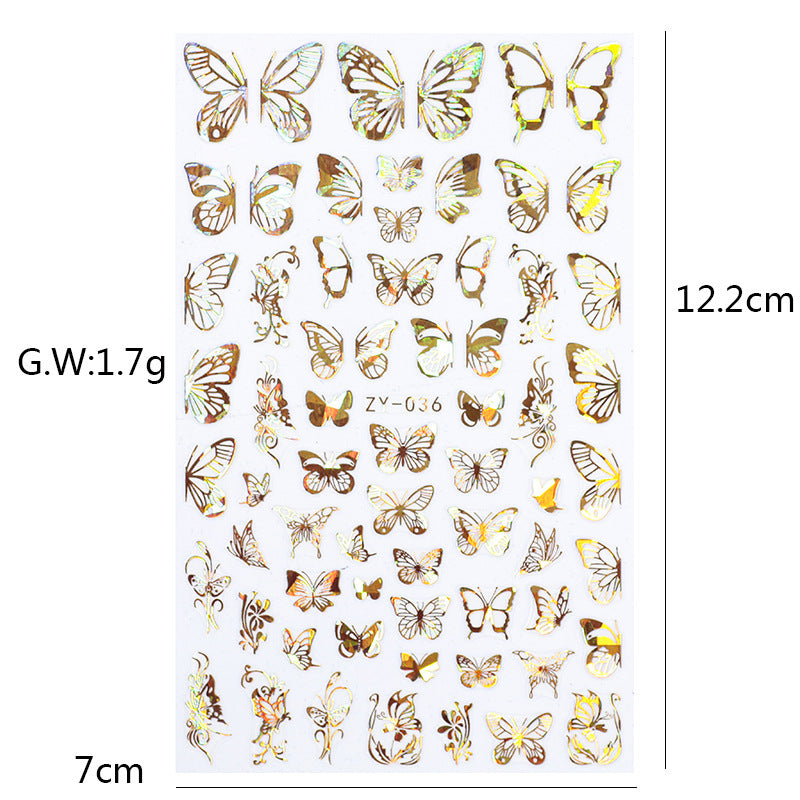 Simulation Thin Butterfly Laser Bronzing Nail Sticker