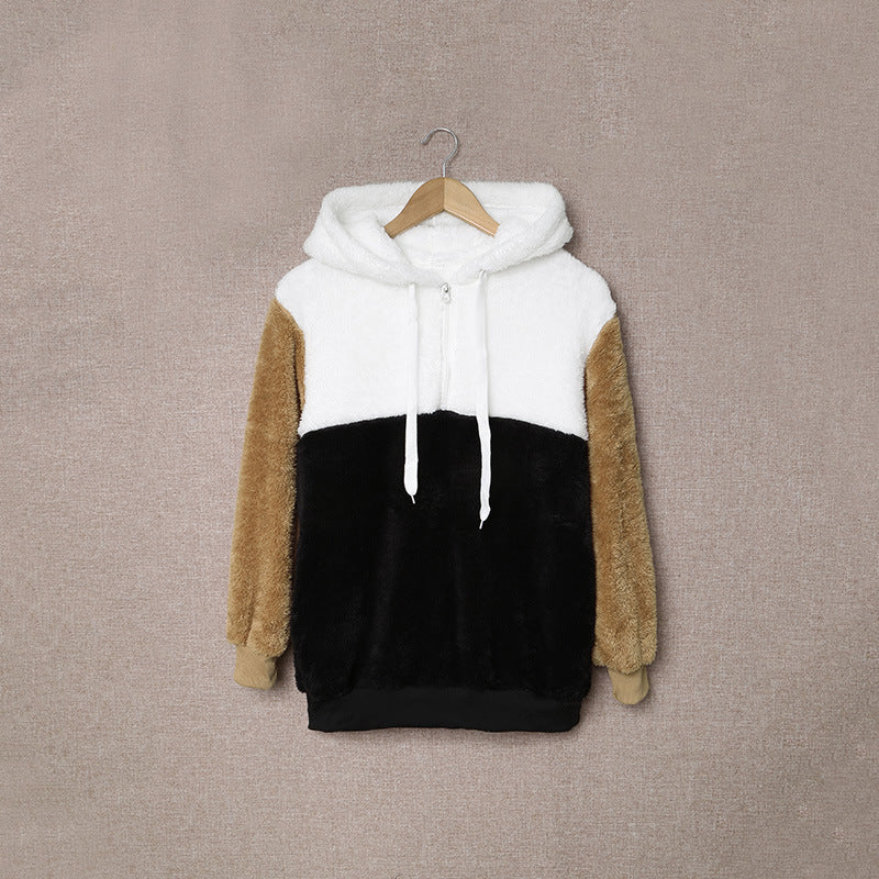 Women's Long-sleeved Thickened Hooded Sweater With Pockets