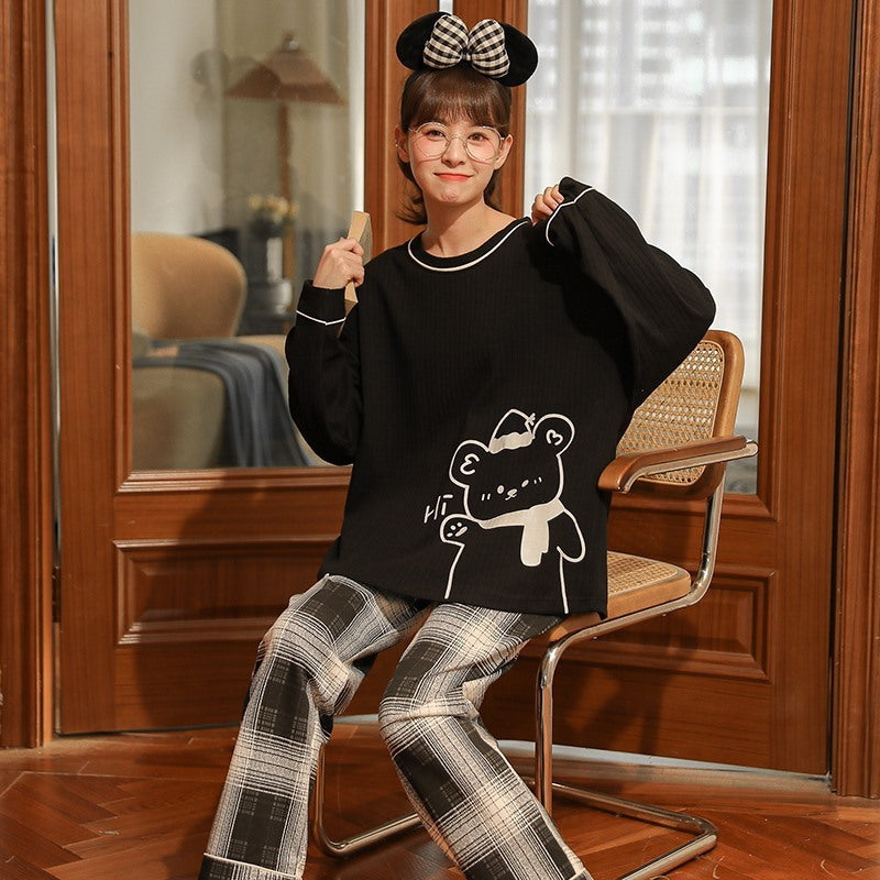 Autumn And Winter Suit Cotton Pajamas Long-sleeved Trousers