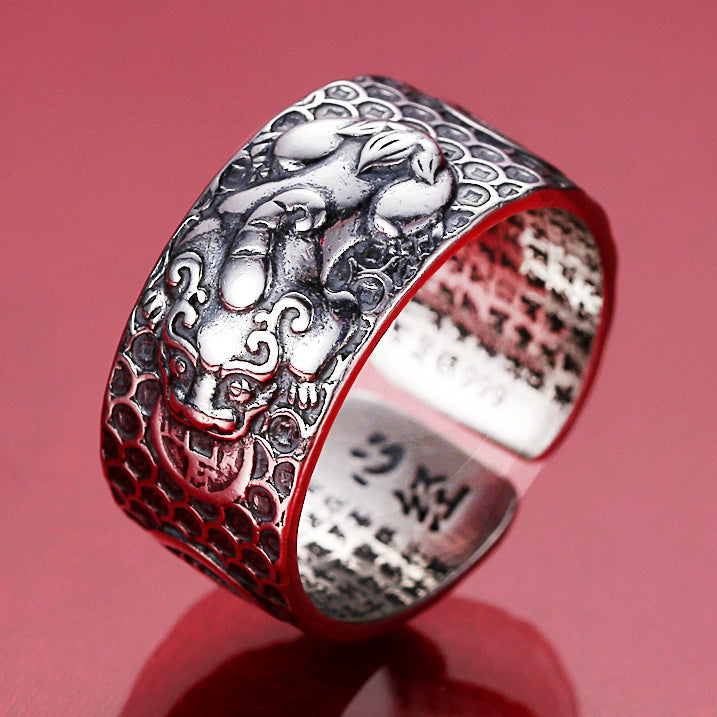 Pure Silver Brave Domineering Personality Sterling Silver Men's Ring