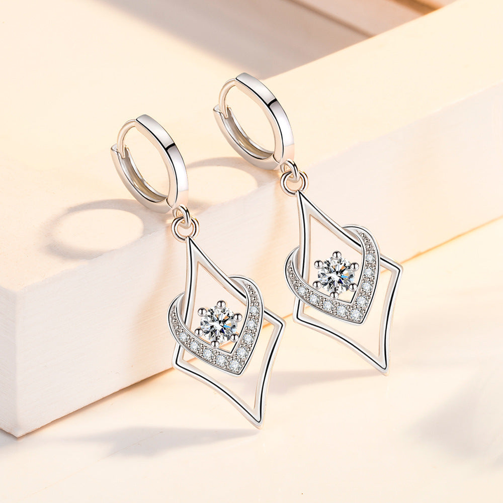 Inlaid Silver Female Drop-shaped Earrings Jewelry