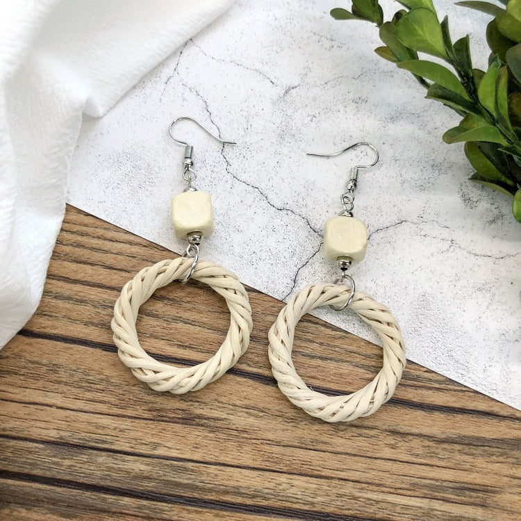 Vintage Forest Grass And Rattan Woven Handmade Earrings