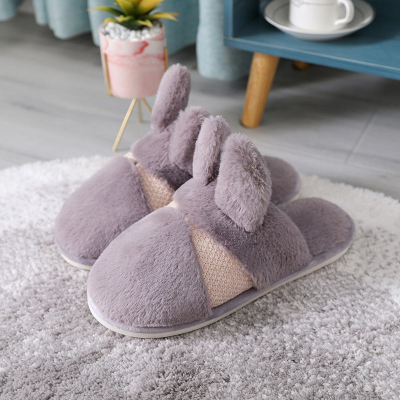 Household Thickened Rabbit Fur Indoor Home Confinement Slippers