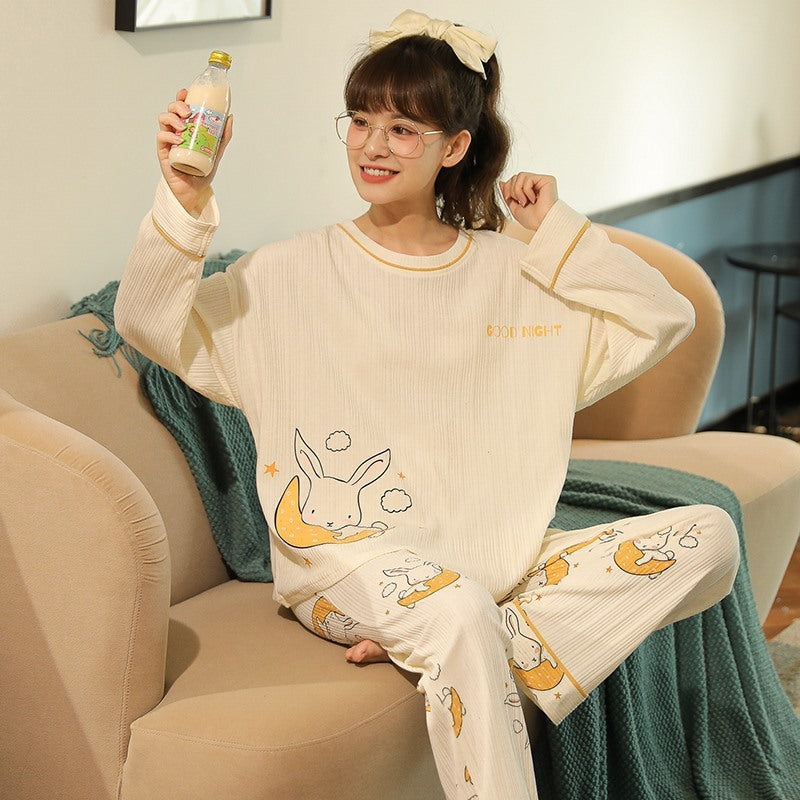 Autumn And Winter Suit Cotton Pajamas Long-sleeved Trousers