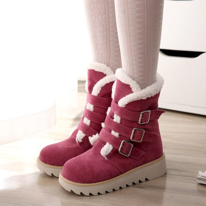 Buckle Solid Color New Snow Boots Plus Size Boots