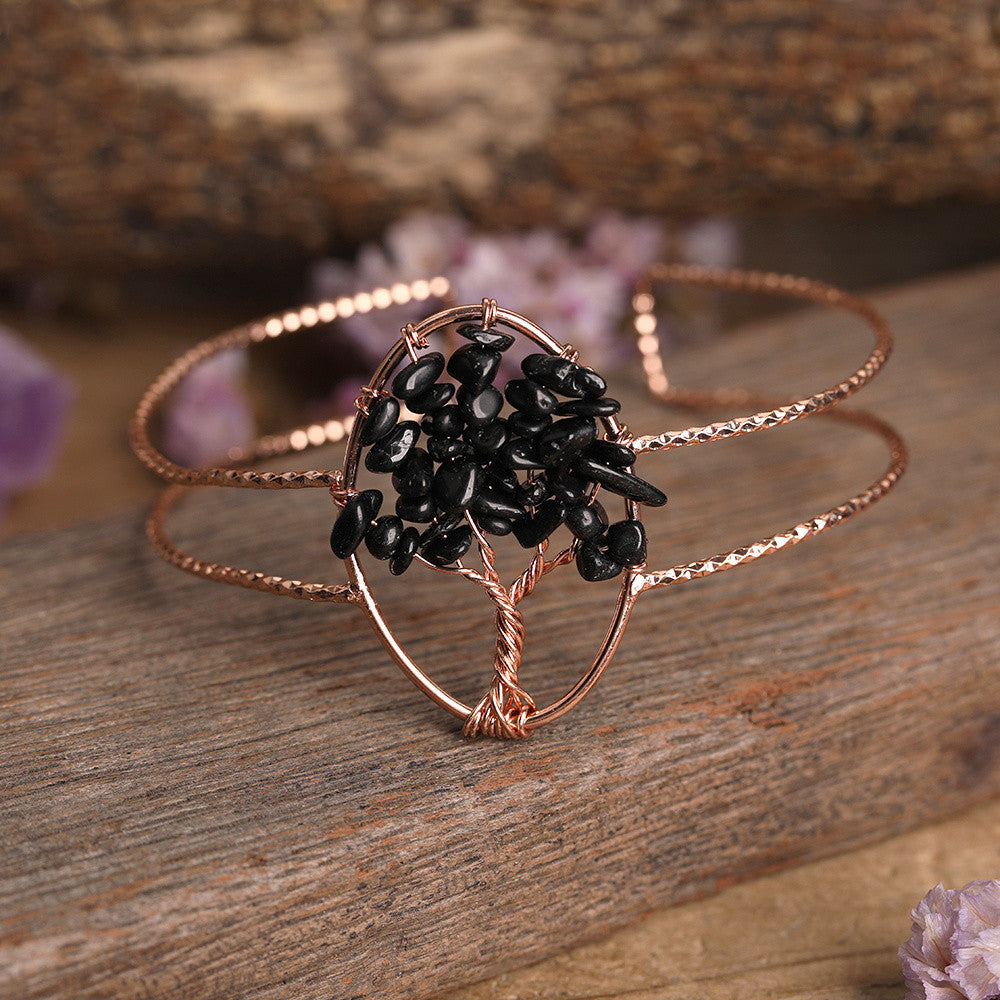 Ladies Rose Gold Copper Wire Wound Natural Turquoise