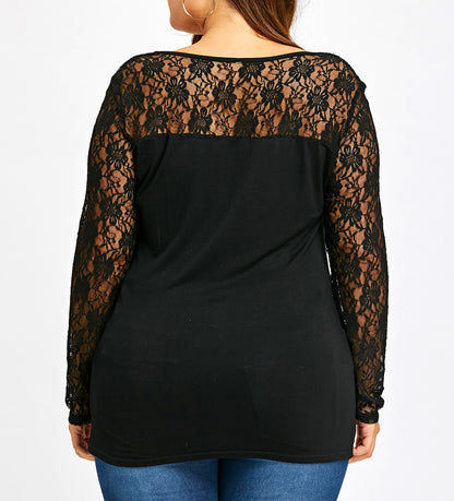 Lace Stitching Long-sleeved Bottoming Shirt