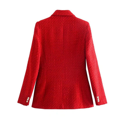 European And American Style Hot Girl Texture Double-breasted Casual Suit Jacket Women