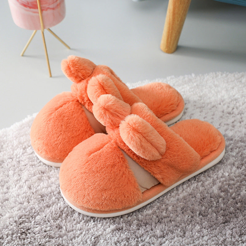 Household Thickened Rabbit Fur Indoor Home Confinement Slippers