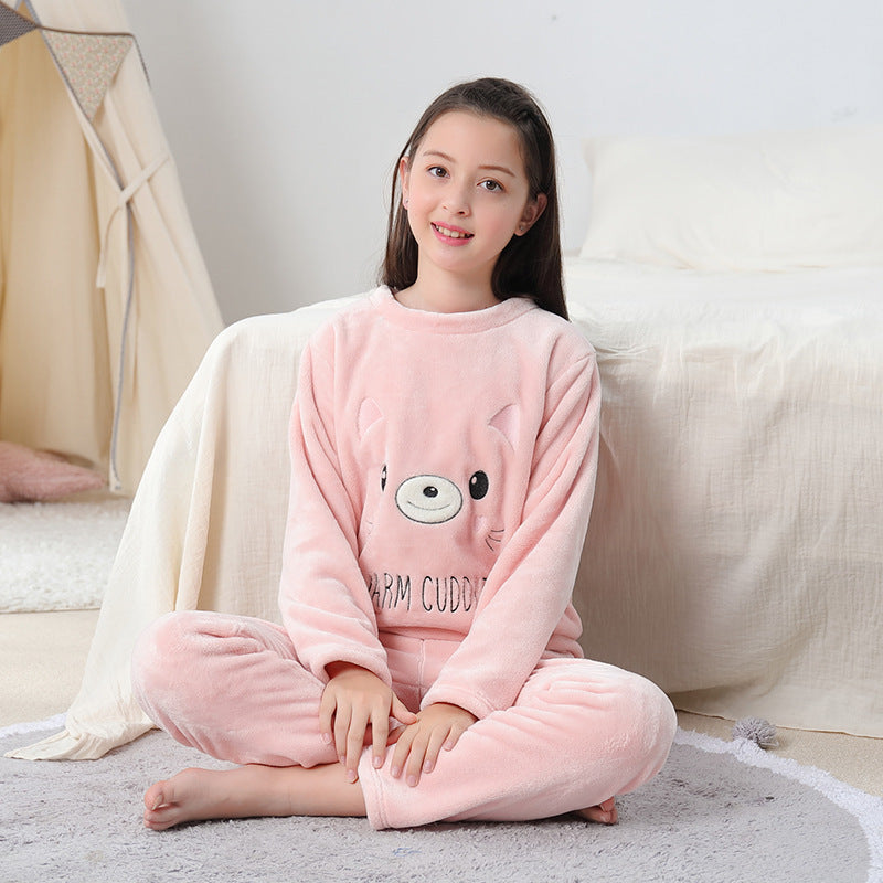 Children's Pajamas Autumn And Winter Cartoon Round Neck Suit