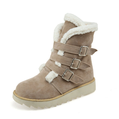 Buckle Solid Color New Snow Boots Plus Size Boots