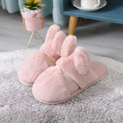 Household Thickened Rabbit Fur Indoor Home Confinement Slippers