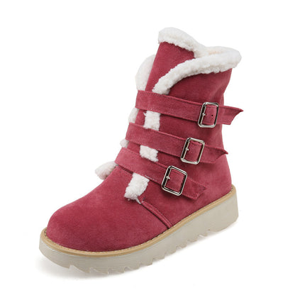 Buckle Solid Color New Snow Boots Plus Size Boots