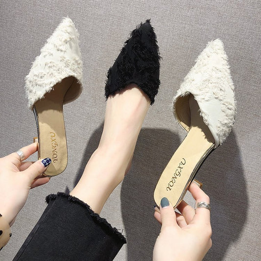 Stiletto Suede Korean Ladies Slippers Fashion