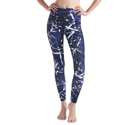 Mesh Stitching Printed Sports Trousers For Fitness