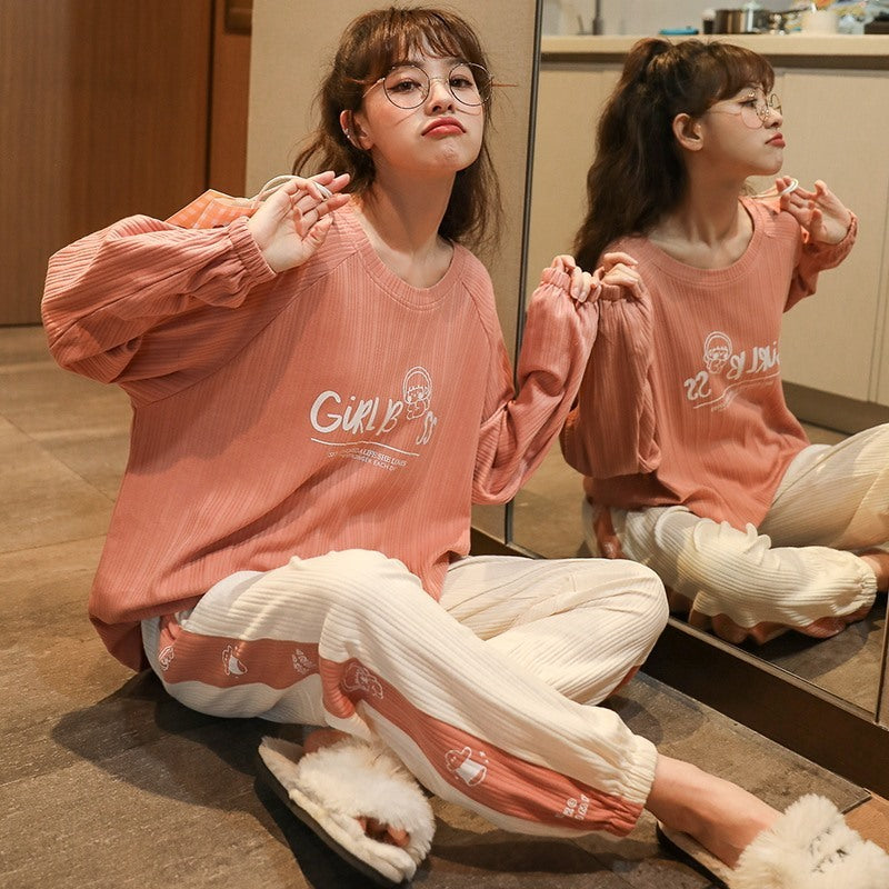 Autumn And Winter Suit Cotton Pajamas Long-sleeved Trousers