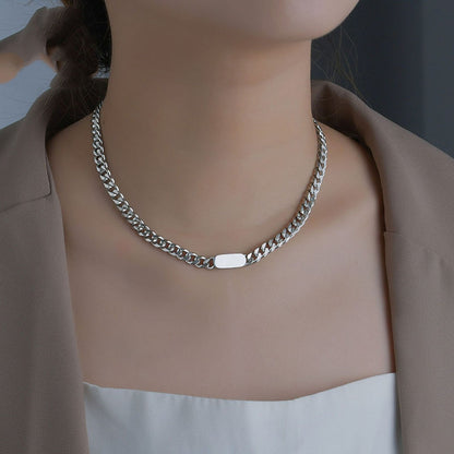 Non-fading Titanium Steel Small Square Brand Short Ladies Necklace