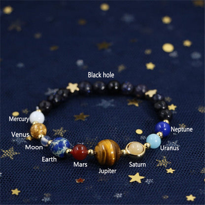 The Ruler Of The Universe And Galaxy 8 Planets Blue Sandstone Bracelet