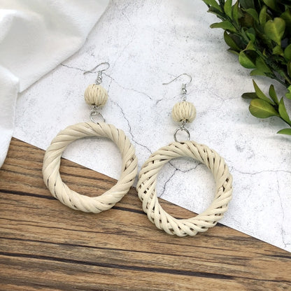 Vintage Forest Grass And Rattan Woven Handmade Earrings