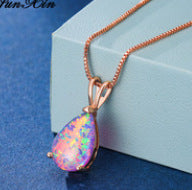 Fashion Platinum Water Drop Blue Copper Necklace Clavicle Chain Jewelry