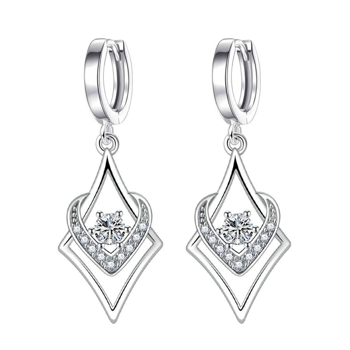 Inlaid Silver Female Drop-shaped Earrings Jewelry