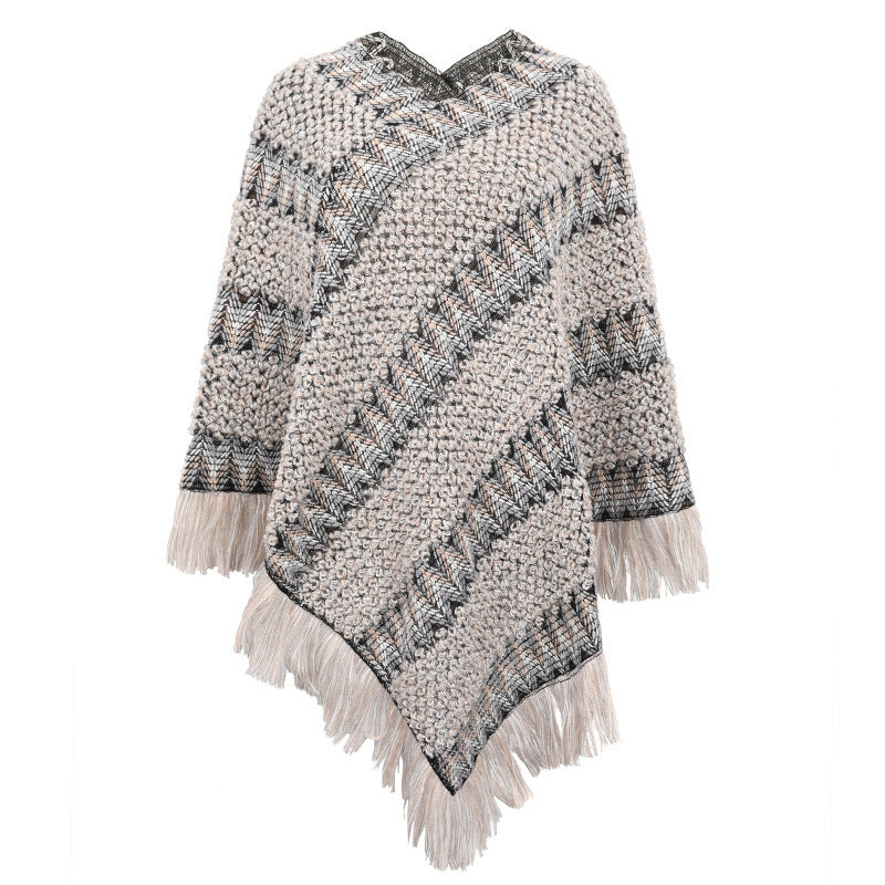 European And American Style Shawl Cloak Sweater Striped Room