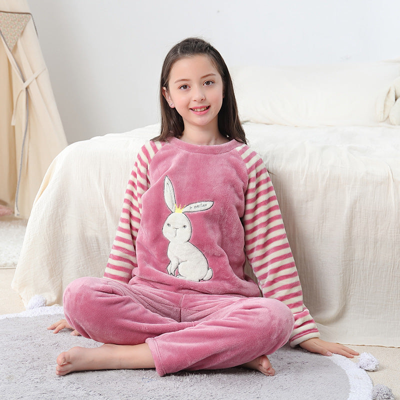 Children's Pajamas Autumn And Winter Cartoon Round Neck Suit