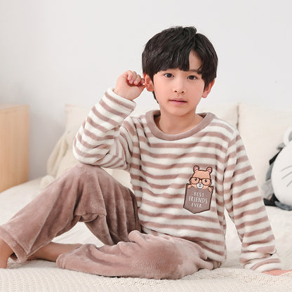 Children's Pajamas Autumn And Winter Cartoon Round Neck Suit