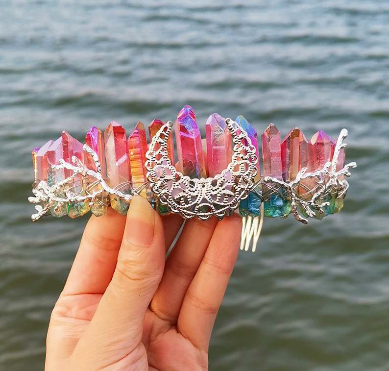 Natural Crystal Rainbow Crown Hair Band