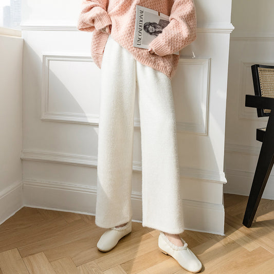 Mink Fleece Wide-leg Pants Thickened Casual Drape Knit