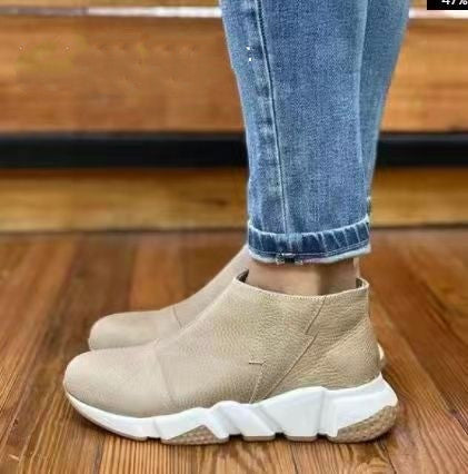 Inner Increase Women's Casual Sports Shoes Solid Color Round Toe Martin Boots