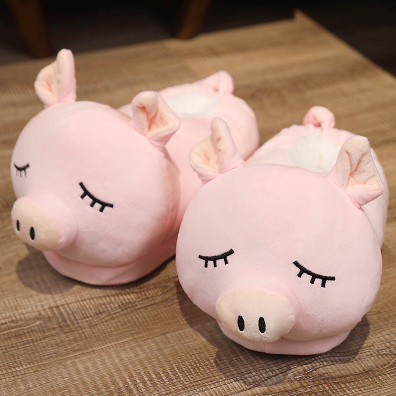 Cute Indoor Thick-soled Non-slip Plush Cartoon Couple Cotton Slippers