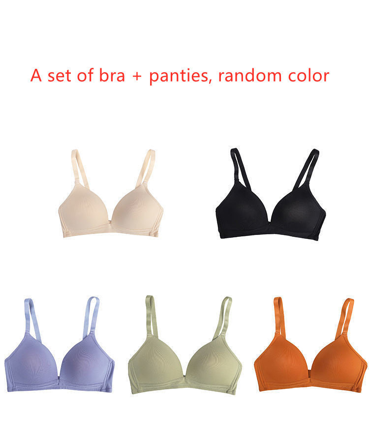 Ultra-thin Underwear Gathers Comfortably No Steel Ring Beautiful Back French Triangle Cup One-piece Bra