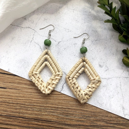 Vintage Forest Grass And Rattan Woven Handmade Earrings