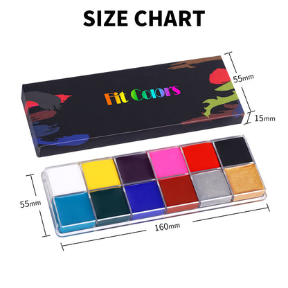 12 Color Face Color Water Soluble Body Painting Pigment Cosmetic Plate