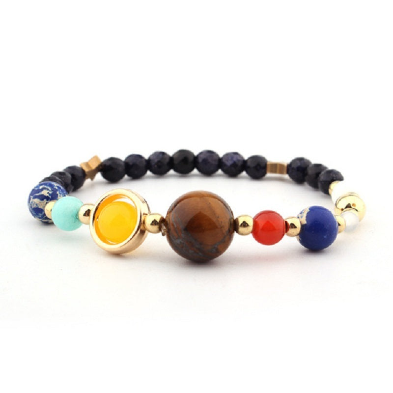 The Ruler Of The Universe And Galaxy 8 Planets Blue Sandstone Bracelet