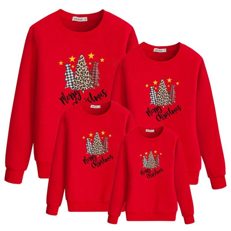 A Family Of Three Family Wear Celebrating Christmas Tree Letter Printing